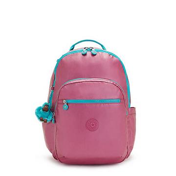 Torby Na Laptopa Kipling Seoul Large Metallic 15" Backpack Różowe Turkusowe | PL 1557QM